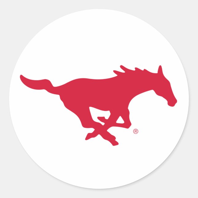 SMU Mustangs Logo Classic Round Sticker (Front)