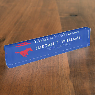 SMU Mustangs Logo Desk Name Plate