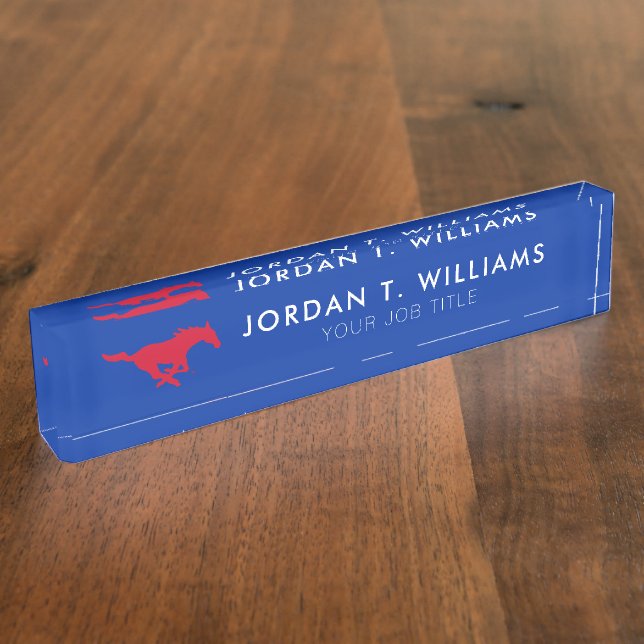 SMU Mustangs Logo Desk Name Plate (Side)