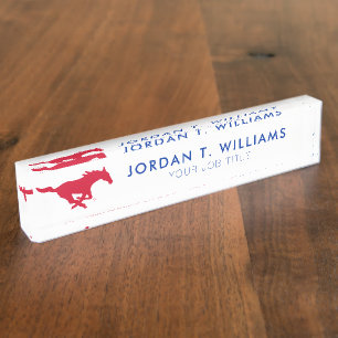 SMU Mustangs Logo Desk Name Plate