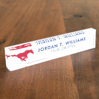 SMU Mustangs Logo Desk Name Plate