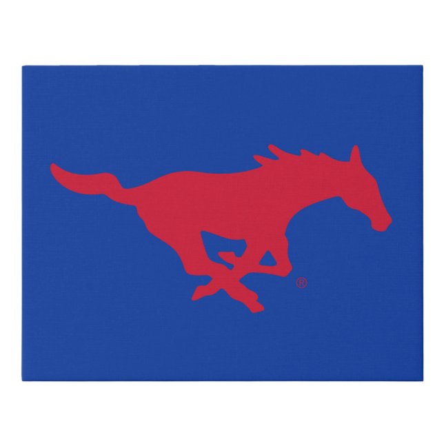 SMU Mustangs Logo Faux Canvas Print (Front)
