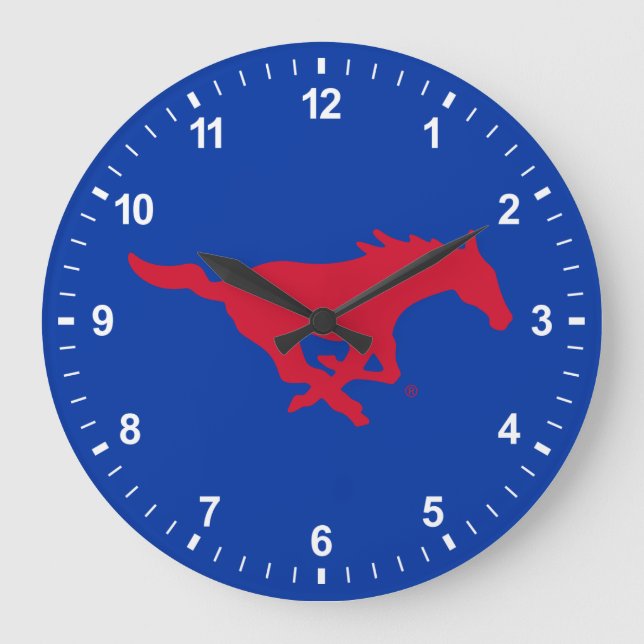 SMU Mustangs Logo Large Clock (Front)