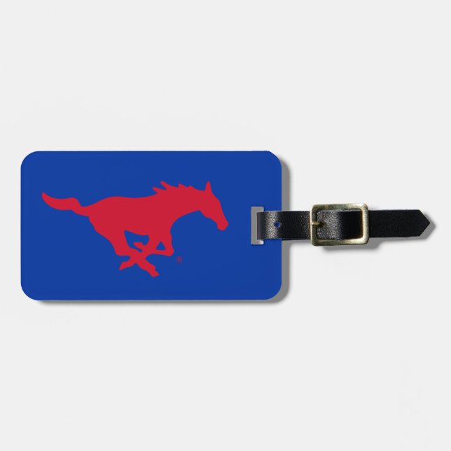 SMU Mustangs Logo Luggage Tag (Front Horizontal)