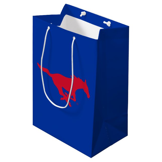 SMU Mustangs Logo Medium Gift Bag (Front Angled)