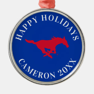 SMU Mustangs Logo Metal Ornament