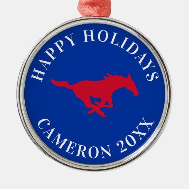 SMU Mustangs Logo Metal Ornament (Front)