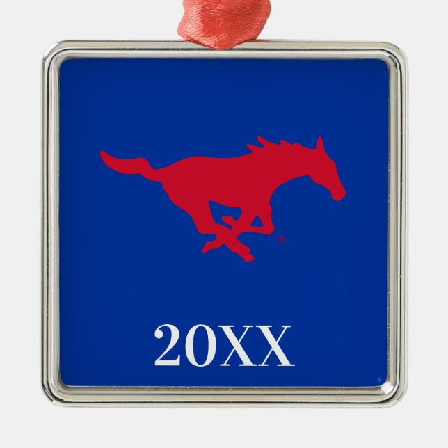 SMU Mustangs Logo Metal Ornament (Front)