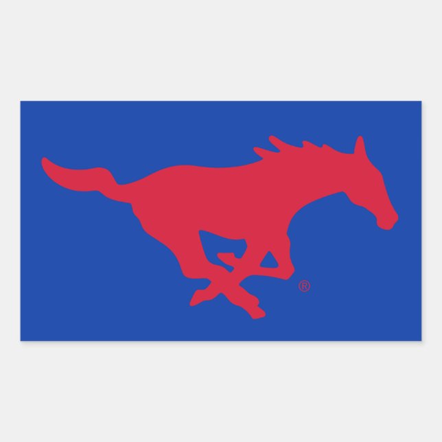 SMU Mustangs Logo Rectangular Sticker (Front)