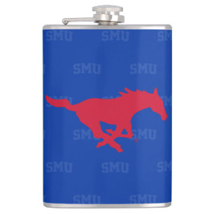 SMU Mustangs Logo Watermark Flask