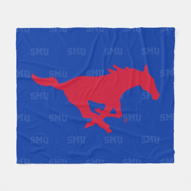 SMU Mustangs Logo Watermark Fleece Blanket (Front (Horizontal))