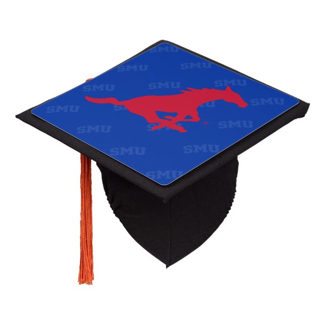 SMU Mustangs Logo Watermark Graduation Cap Topper (Angled)