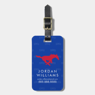 SMU Mustangs Logo Watermark Luggage Tag