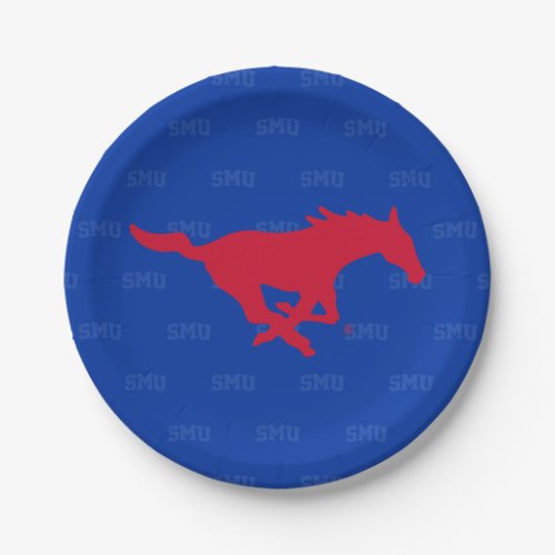 SMU Mustangs Logo Watermark Paper Plates