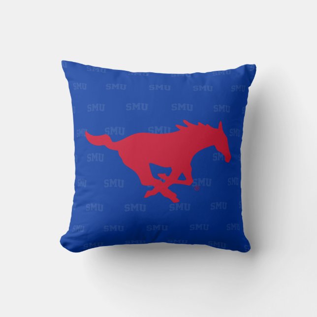 SMU Mustangs Logo Watermark Throw Pillow (Front)