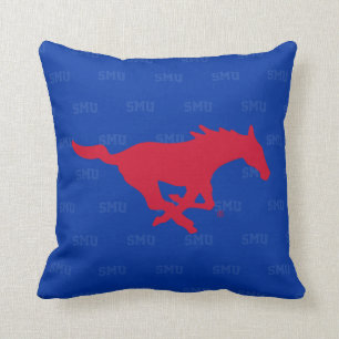 SMU Mustangs Logo Watermark Throw Pillow