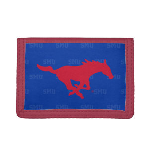 SMU Mustangs Logo Watermark Trifold Wallet