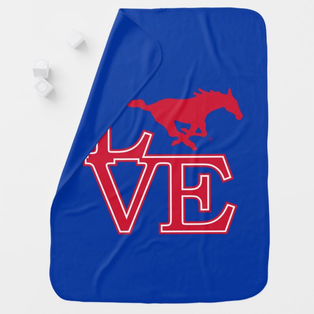 SMU Mustangs Love Baby Blanket (In Situ)