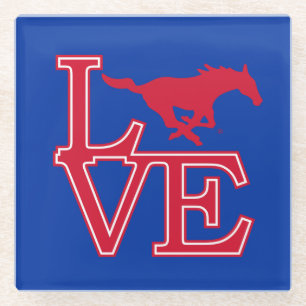 SMU Mustangs Love Glass Coaster