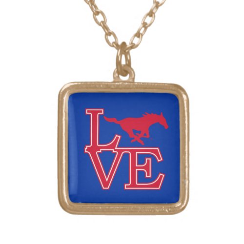 SMU Mustangs Love Gold Plated Necklace