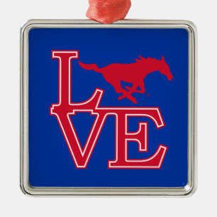 SMU Mustangs Love Metal Ornament