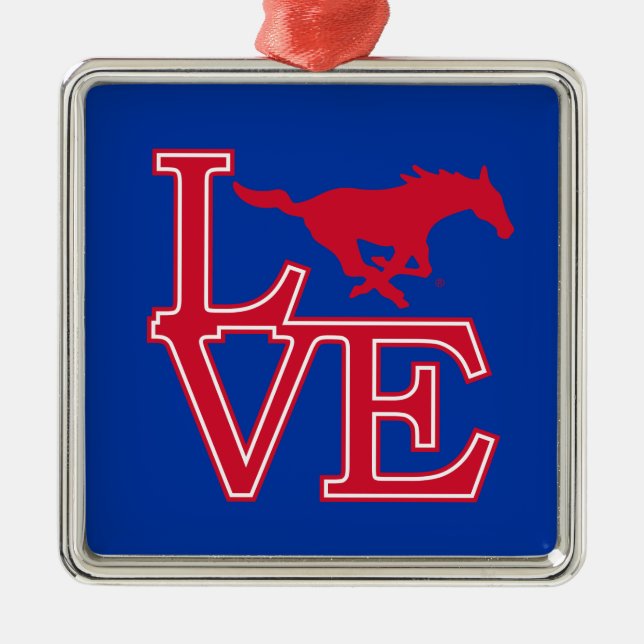 SMU Mustangs Love Metal Ornament (Front)