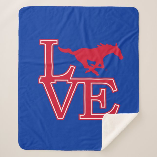 SMU Mustangs Love Sherpa Blanket (Front)
