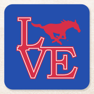 SMU Mustangs Love Square Paper Coaster