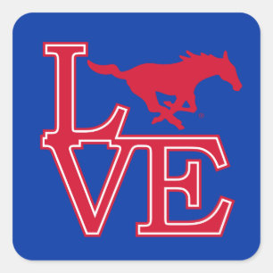 SMU Mustangs Love Square Sticker