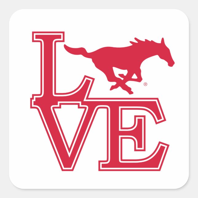 SMU Mustangs Love Square Sticker (Front)
