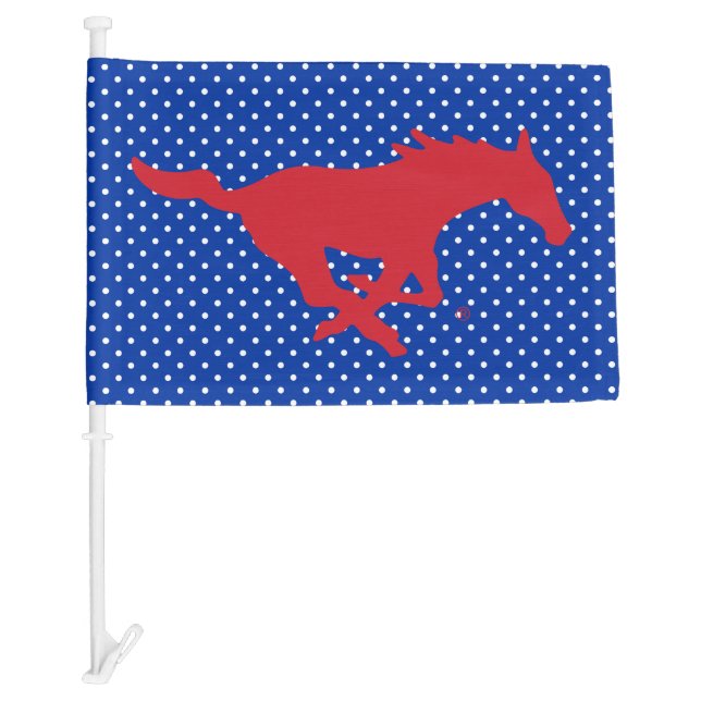 SMU Mustangs Polka Dot Pattern Car Flag (Front)