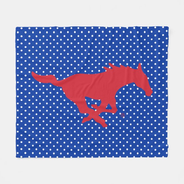 SMU Mustangs Polka Dot Pattern Fleece Blanket (Front (Horizontal))