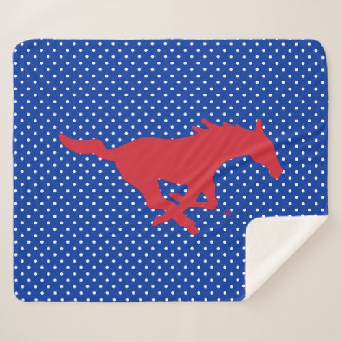 SMU Mustangs Polka Dot Pattern Sherpa Blanket