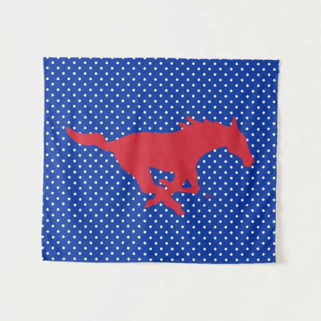 SMU Mustangs Polka Dot Pattern Tapestry (Front (Horizontal))