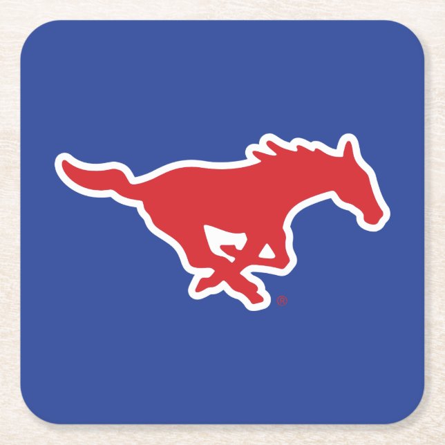 SMU Mustangs Square Paper Coaster (Front)