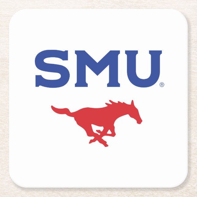SMU Mustangs Square Paper Coaster (Front)