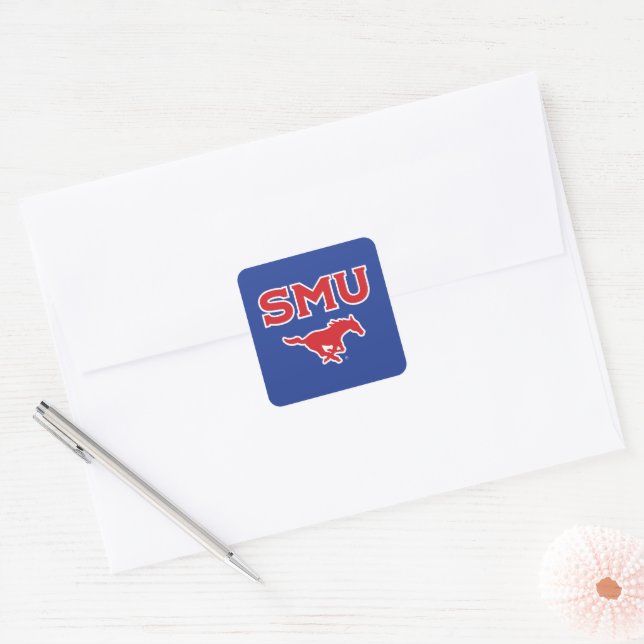 SMU Mustangs Square Sticker (Envelope)