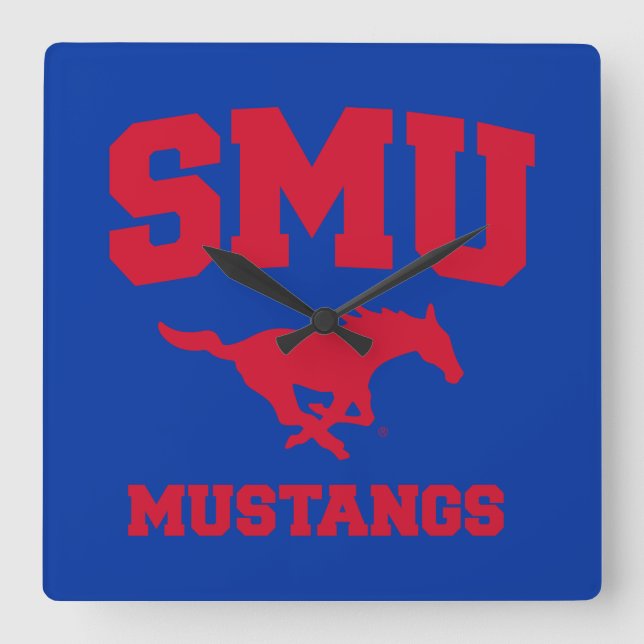 SMU Mustangs Square Wall Clock (Front)