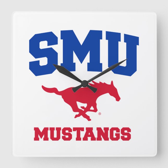 SMU Mustangs Square Wall Clock (Front)