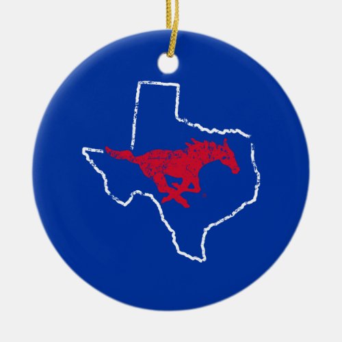 SMU Mustangs State Love Ceramic Ornament