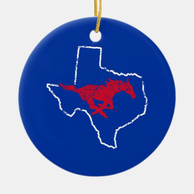 SMU Mustangs State Love Ceramic Ornament (Front)