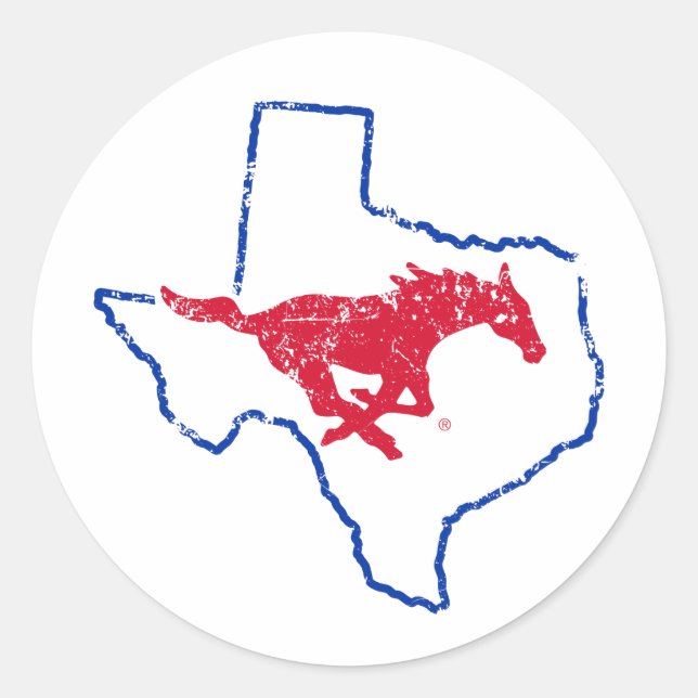 SMU Mustangs State Love Classic Round Sticker (Front)