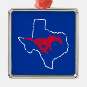 SMU Mustangs State Love Metal Ornament