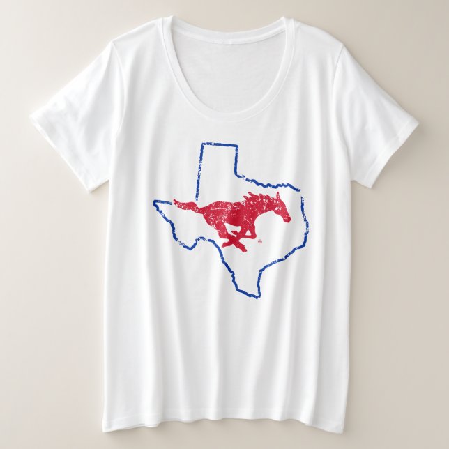 SMU Mustangs State Love Plus Size T-Shirt (Design Front)
