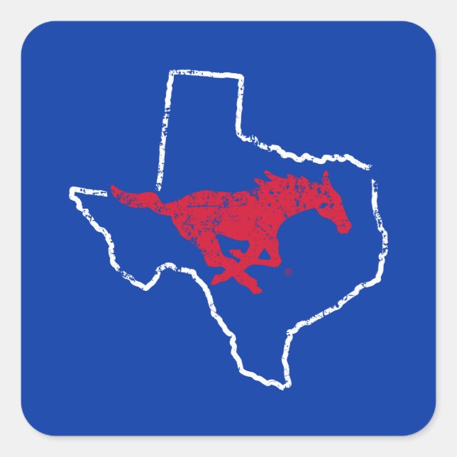 SMU Mustangs State Love Square Sticker (Front)