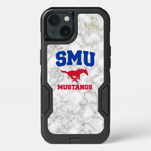 SMU Mustangs White Marble iPhone 13 Case