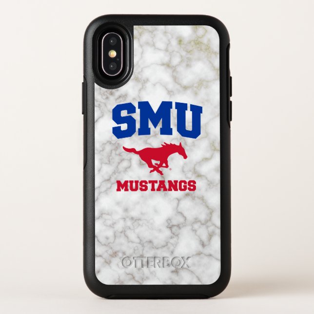 SMU Mustangs White Marble Otterbox iPhone Case (Back)