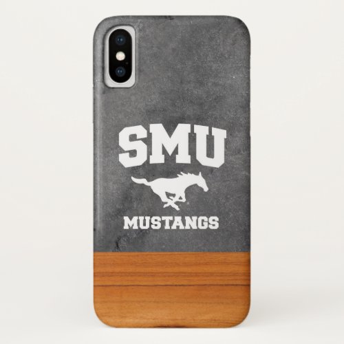 SMU Mustangs Wood Cement Half White iPhone X Case