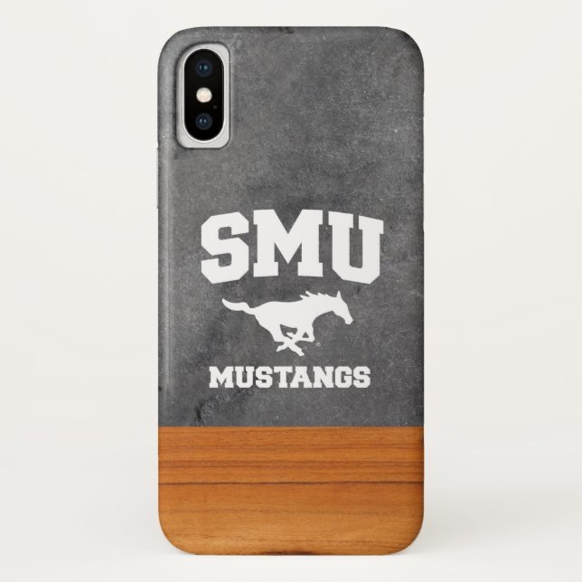 SMU Mustangs Wood Cement Half White Case-Mate iPhone Case (Back)
