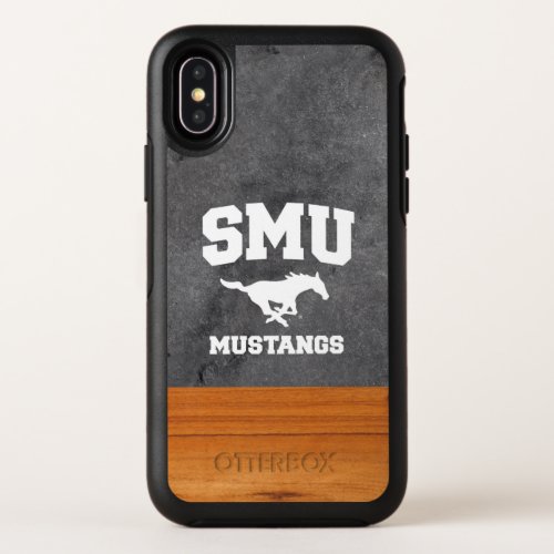 SMU Mustangs Wood Cement Half White OtterBox Symmetry iPhone X Case
